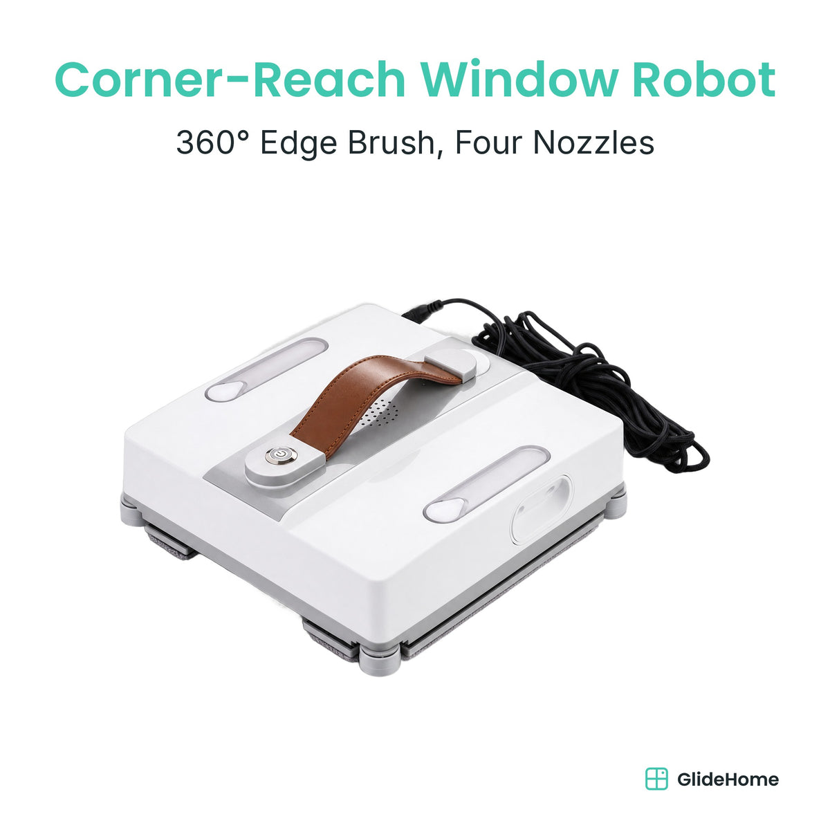 Corner-Reach Window Cleaning Robot - 360° Edge Brush, Four Nozzles