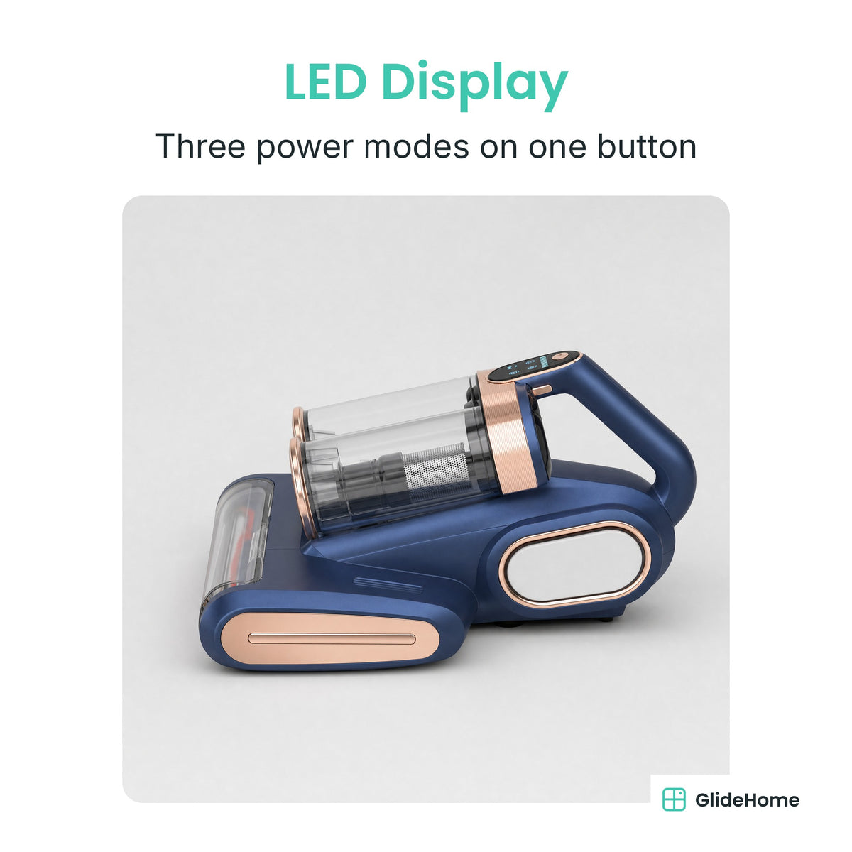 LP018 Twin-Cup Anti-Mite Vacuum - LED Display. Three power modes on one button