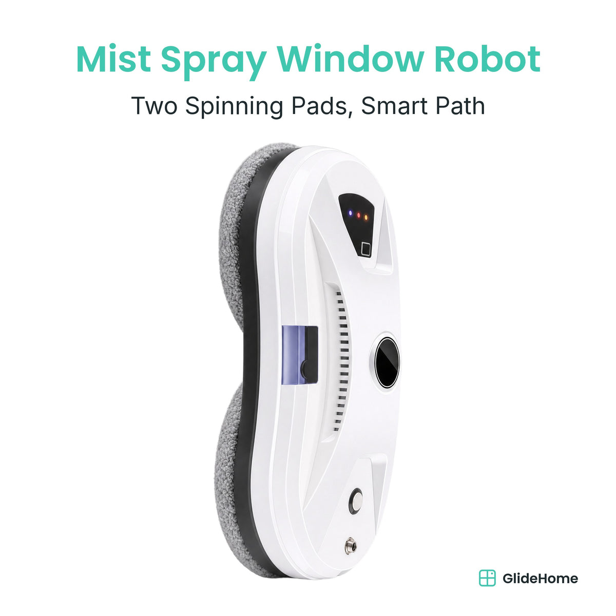 Mist Spray Window Cleaning Robot in white - Two Spinning Pads, Smart Path