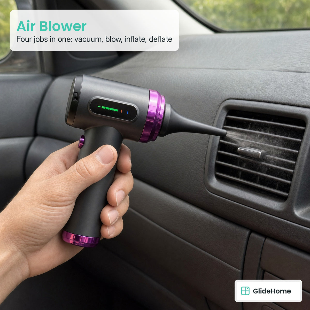 Pistol-Grip Cordless Car Vacuum & Air Blower - Air Blower. Four jobs in one: vacuum, blow, inflate, deflate