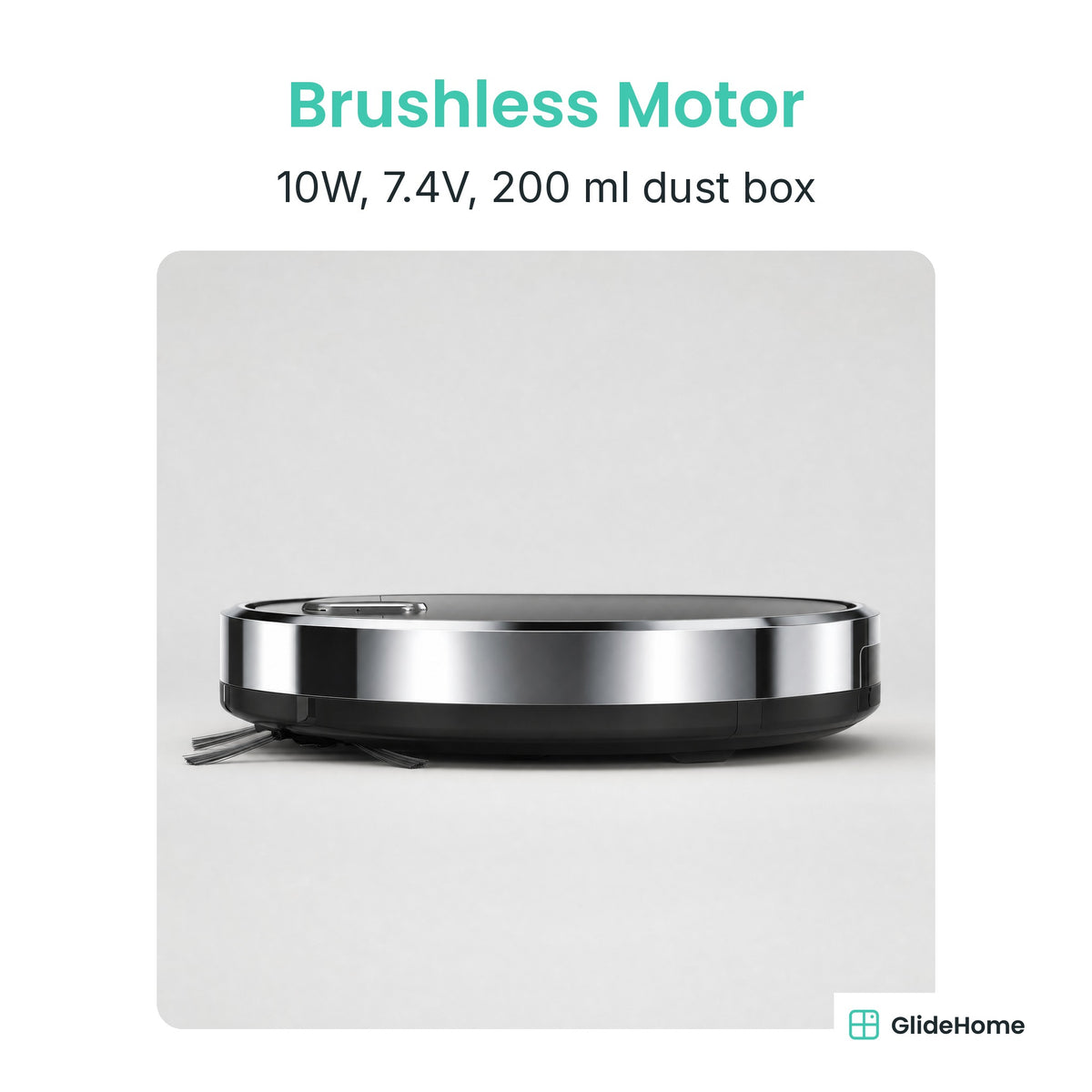 Robot Vacuum and Mop with Remote and Charging Dock - Brushless Motor. 10W, 7.4V, 200 ml dust box