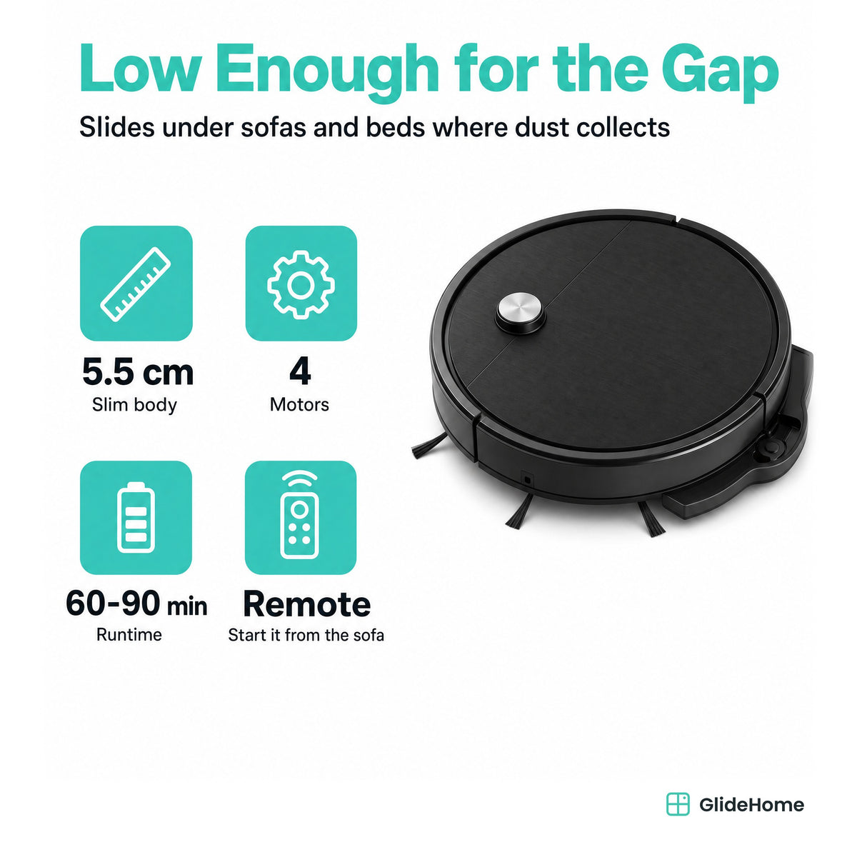 Slim Robot Vacuum and Mop with Remote - specifications