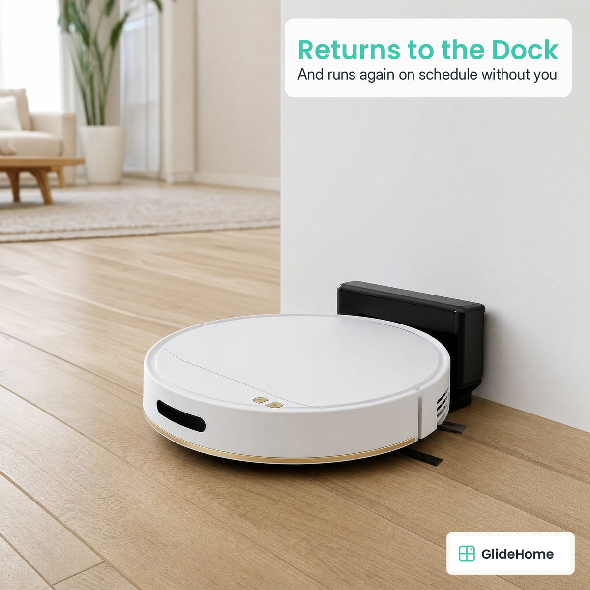 Smart Robot Vacuum and Mop - Returns to the Dock. And runs again on schedule without you