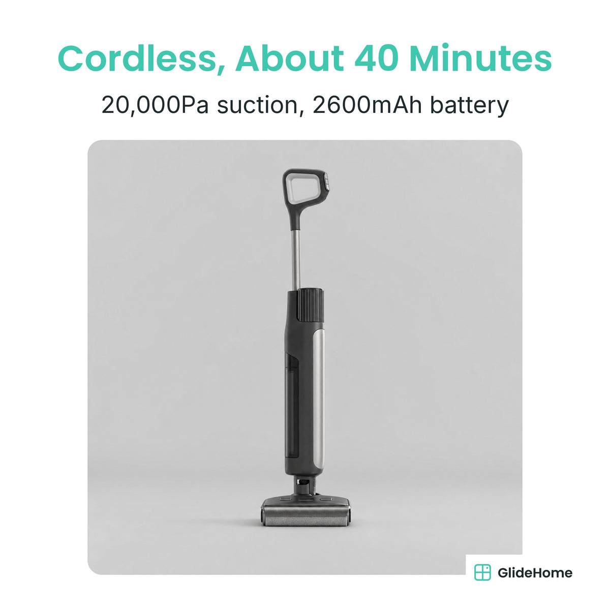 W47 Cordless Wet-Dry Floor Scrubber - Cordless, About 40 Minutes. 20,000Pa suction, 2600mAh battery