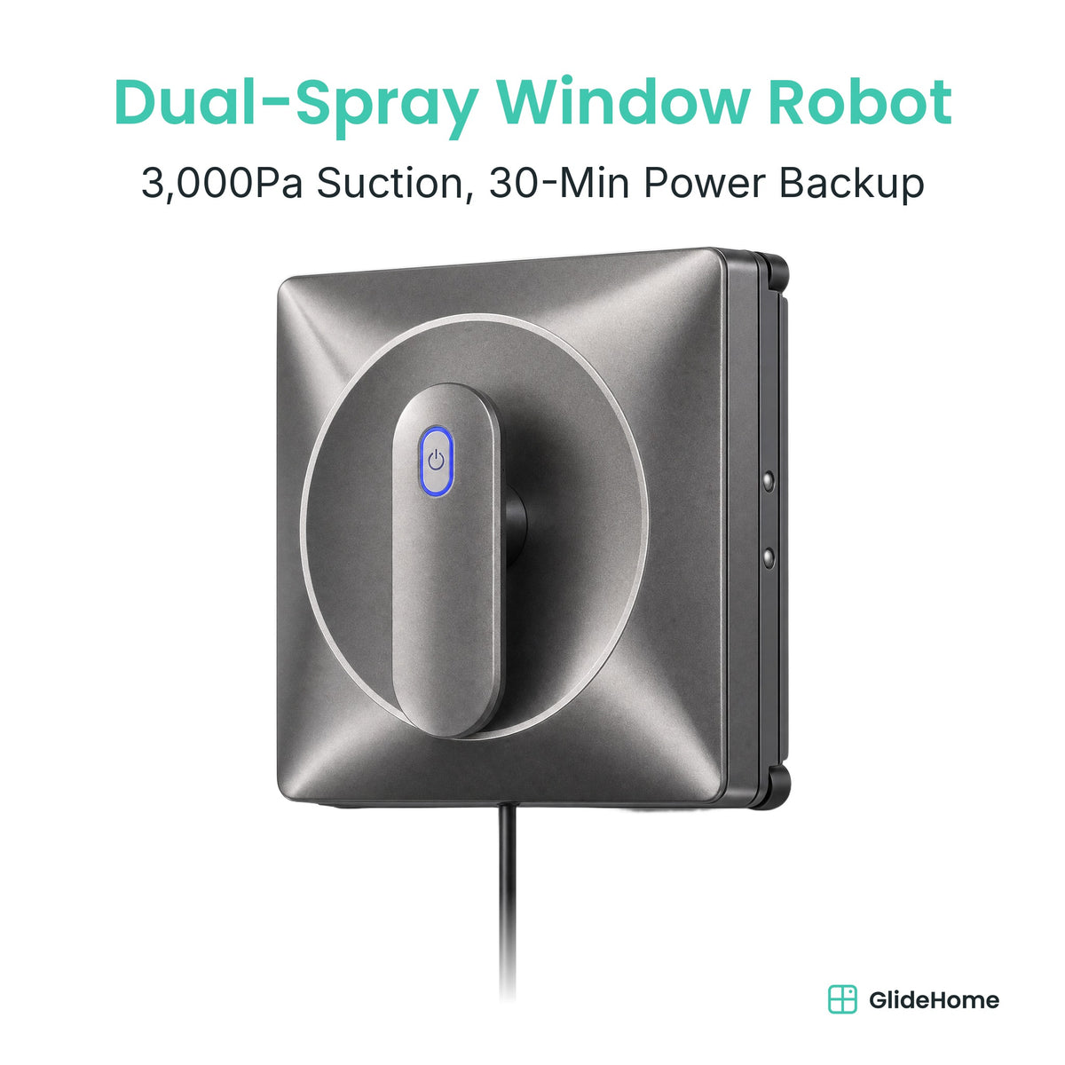 Window Cleaning Robot with Two-Way Water Spray - 3,000Pa Suction, 30-Min Power Backup
