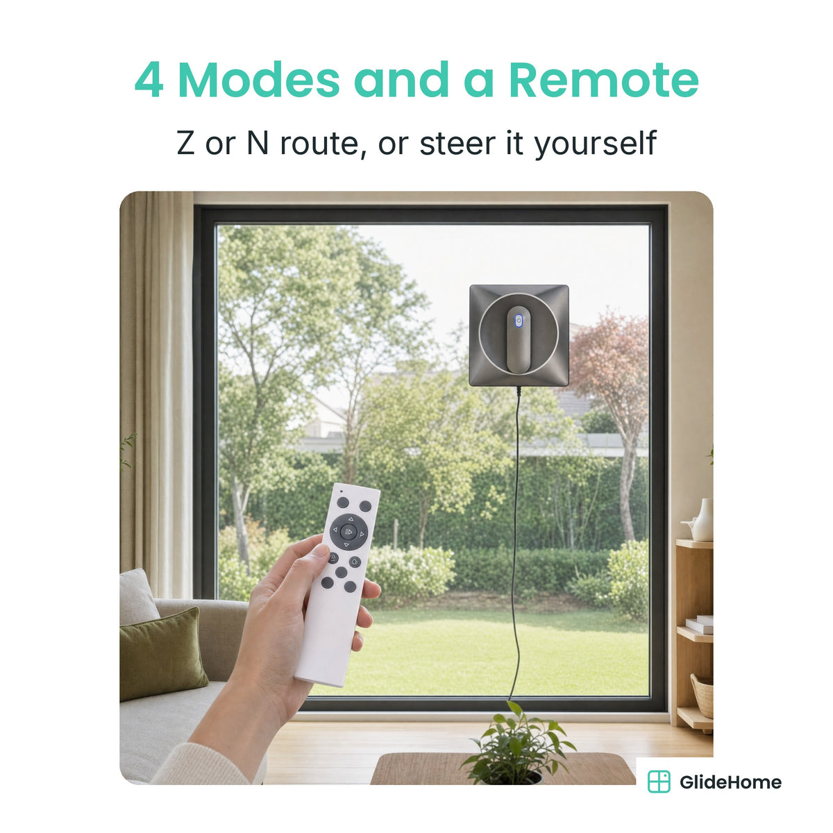 Window Cleaning Robot with Two-Way Water Spray - 4 Modes and a Remote. Z or N route, or steer it yourself