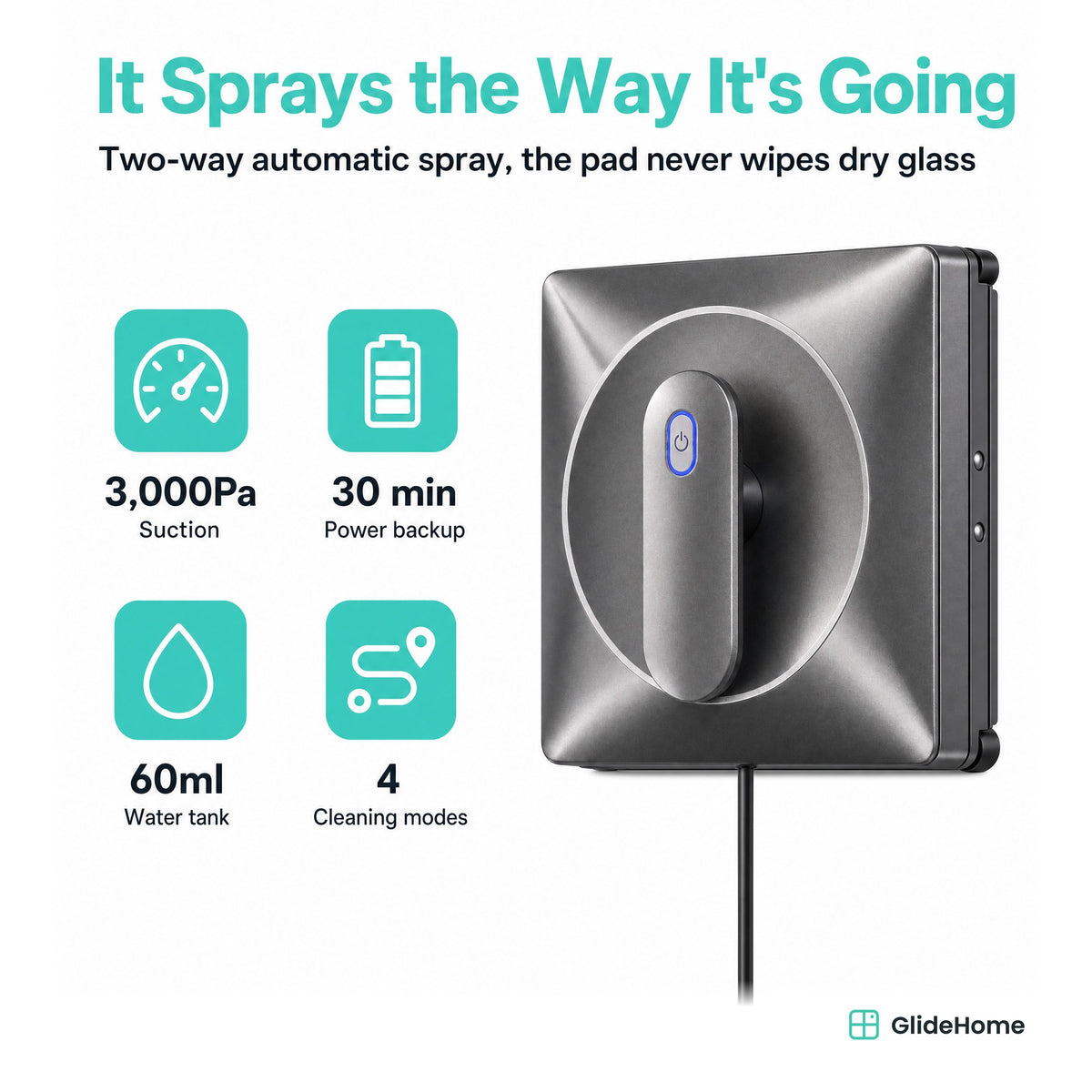 Window Cleaning Robot with Two-Way Water Spray - specifications