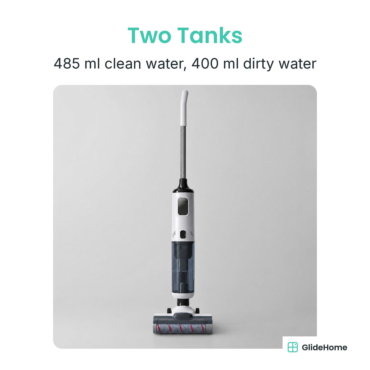 X4 Lightweight Cordless Floor Scrubber - Two Tanks. 485 ml clean water, 400 ml dirty water