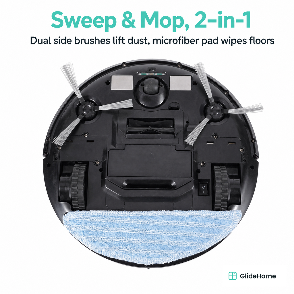 Robot Vacuum Cleaner - 3-in-1 Sweep, Mop & Suction with Remote