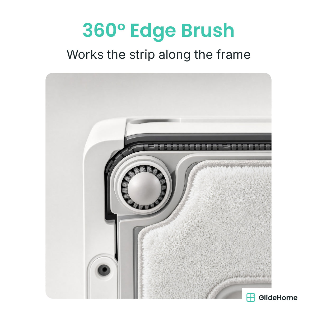 Corner-Reach Window Cleaning Robot - 360° Edge Brush. Works the strip along the frame