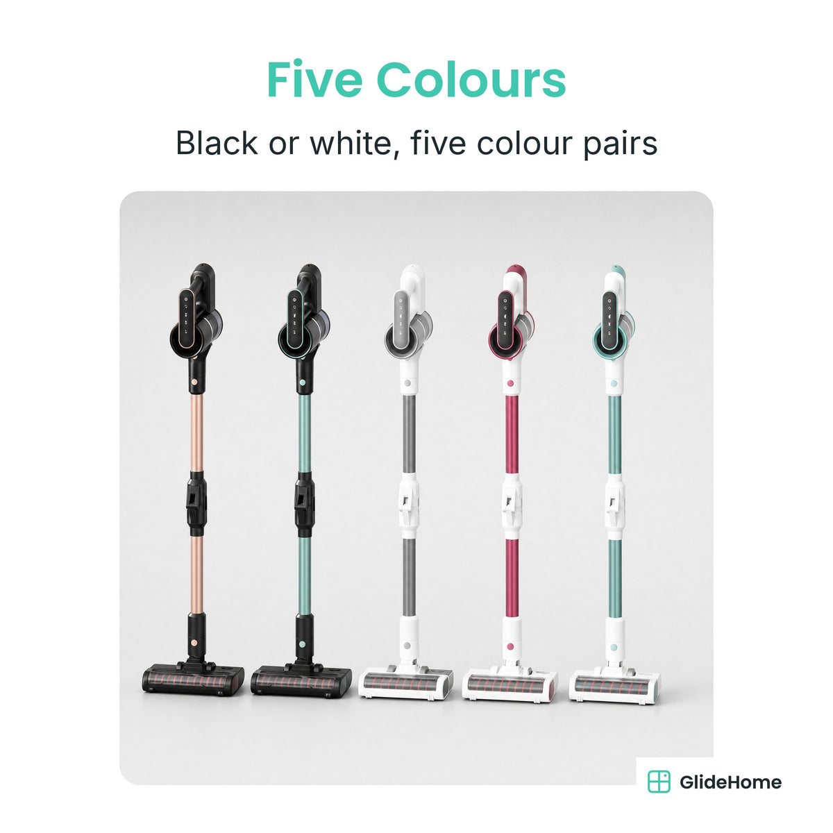 Foldable Cordless Stick Vacuum - Five Colours. Black or white, five colour pairs