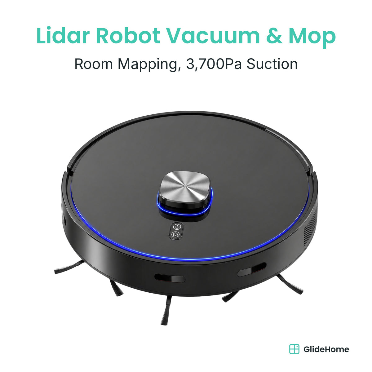 Lidar Robot Vacuum and Mop in black - Room Mapping, 3,700Pa Suction