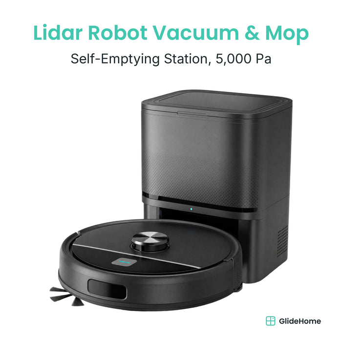 Lidar Robot Vacuum & Mop with Self-Emptying Station - 5,000 Pa, App Room Mapping, No-Go Zones