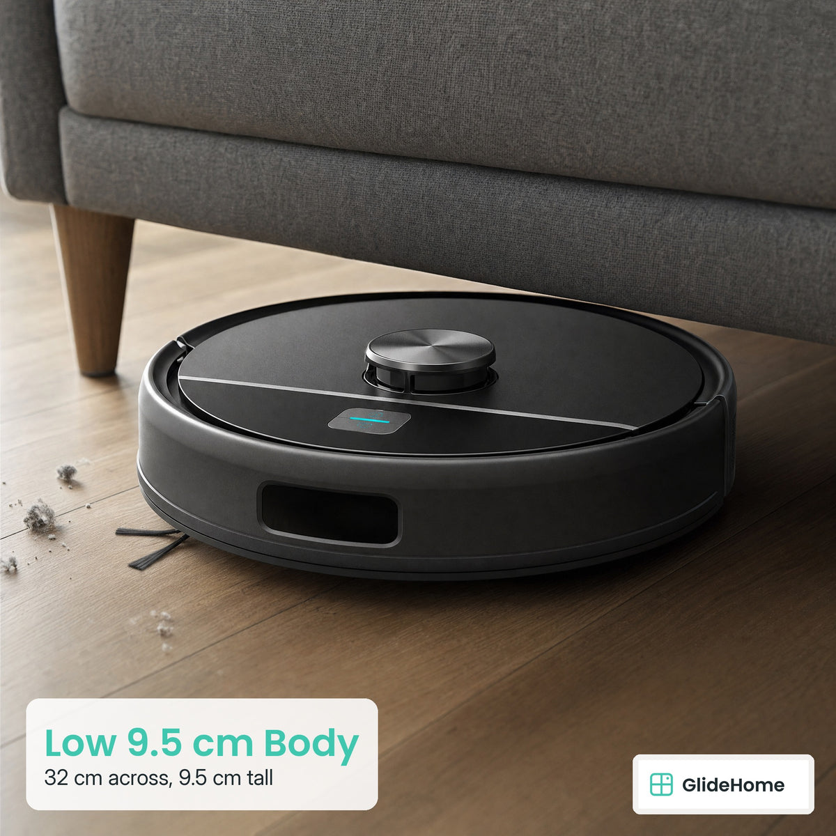 Lidar Robot Vacuum & Mop with Self-Emptying Station - Low 9.5 cm Body. 32 cm across, 9.5 cm tall