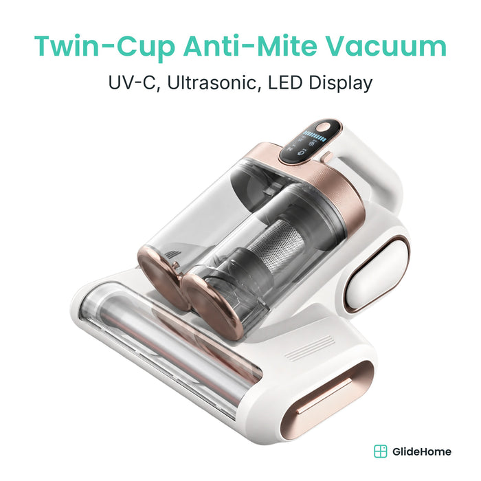 LP018 Twin-Cup Anti-Mite Vacuum - UV-C, Ultrasonic, LED Display, Three Colours