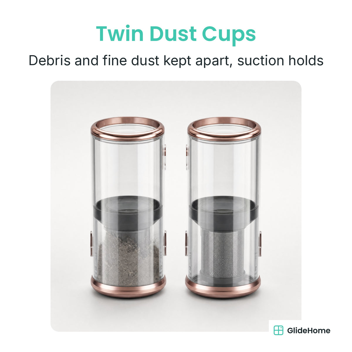 LP018 Twin-Cup Anti-Mite Vacuum - Twin Dust Cups. Debris and fine dust kept apart, suction holds