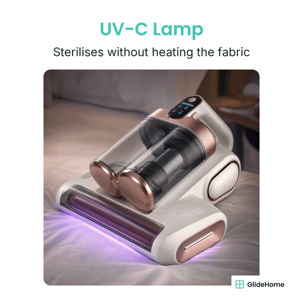 LP018 Twin-Cup Anti-Mite Vacuum - UV-C Lamp. Sterilises without heating the fabric