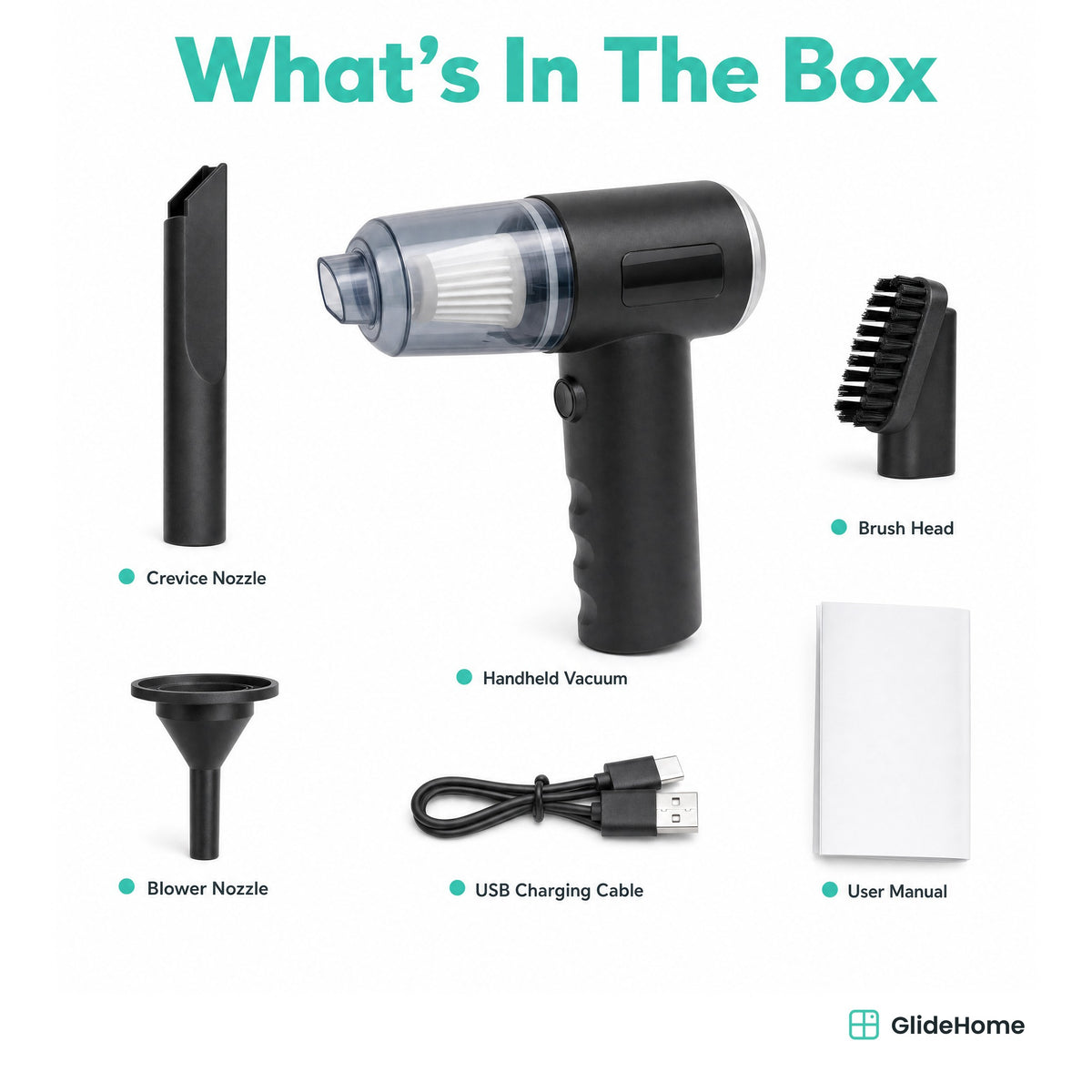 Mini Cordless Car Vacuum - what's in the box