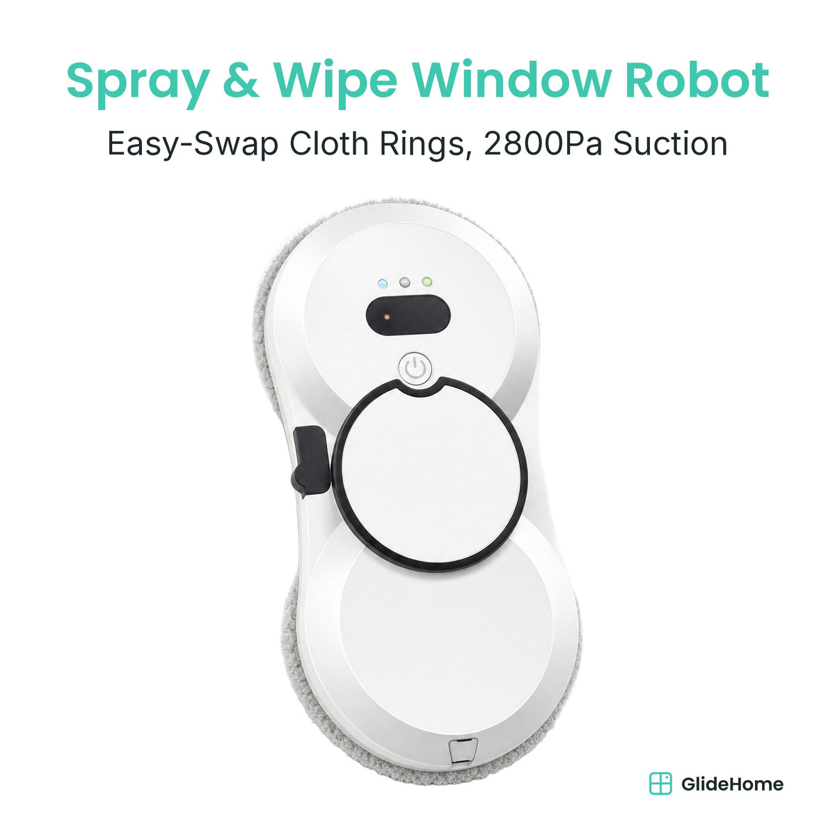 Ring-Mop Window Cleaning Robot - Easy-Swap Cloth Rings, 2800Pa Suction
