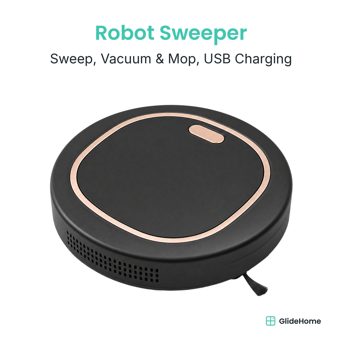 Robot Sweeper in black - Sweep, Vacuum & Mop, USB Charging