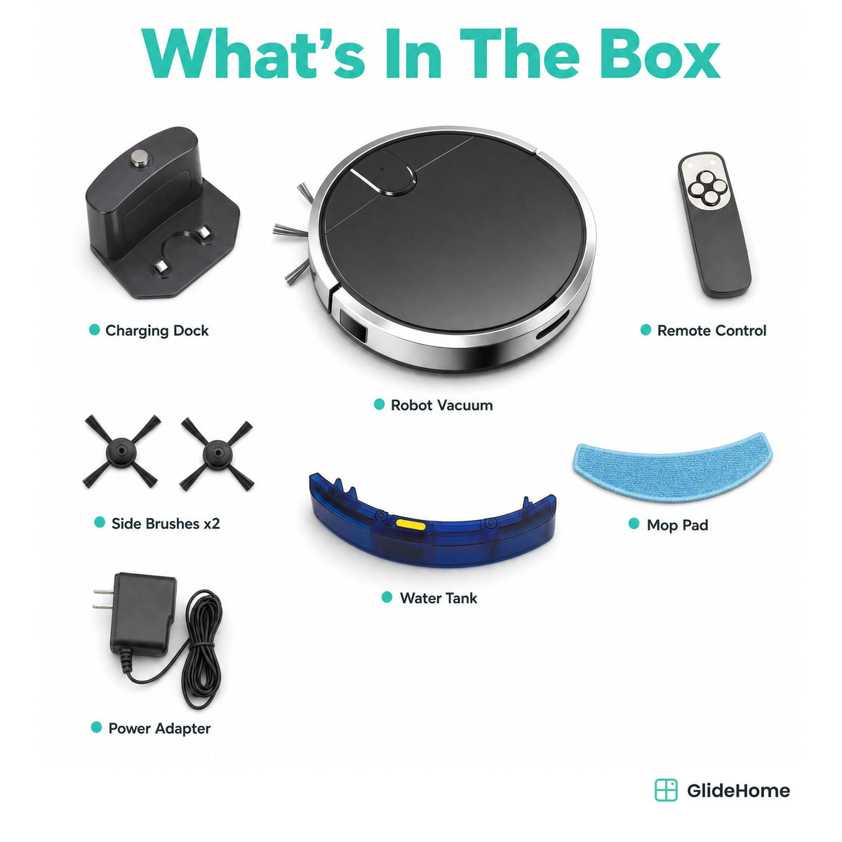 Robot Vacuum and Mop with Remote and Charging Dock - what's in the box