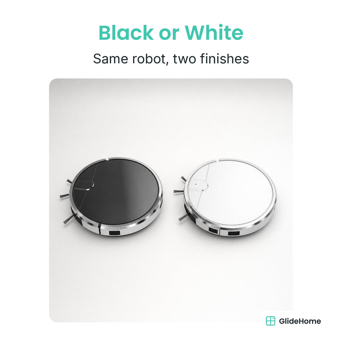 Robot Vacuum and Mop with Remote and Charging Dock - Black or White. Same robot, two finishes