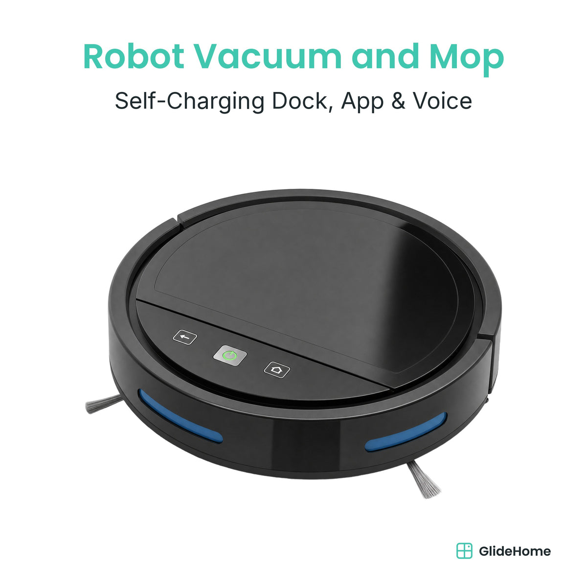 Robot Vacuum and Mop with Self-Charging Dock in black - Self-Charging Dock, App & Voice