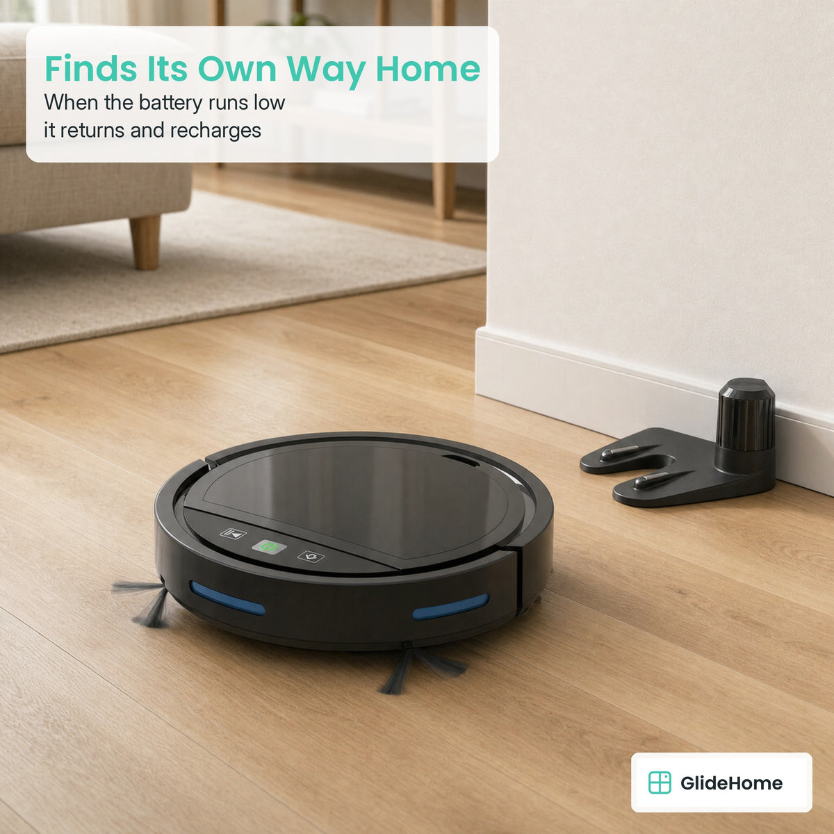 Robot Vacuum and Mop with Self-Charging Dock - Finds Its Own Way Home. When the battery runs low it returns and recharges