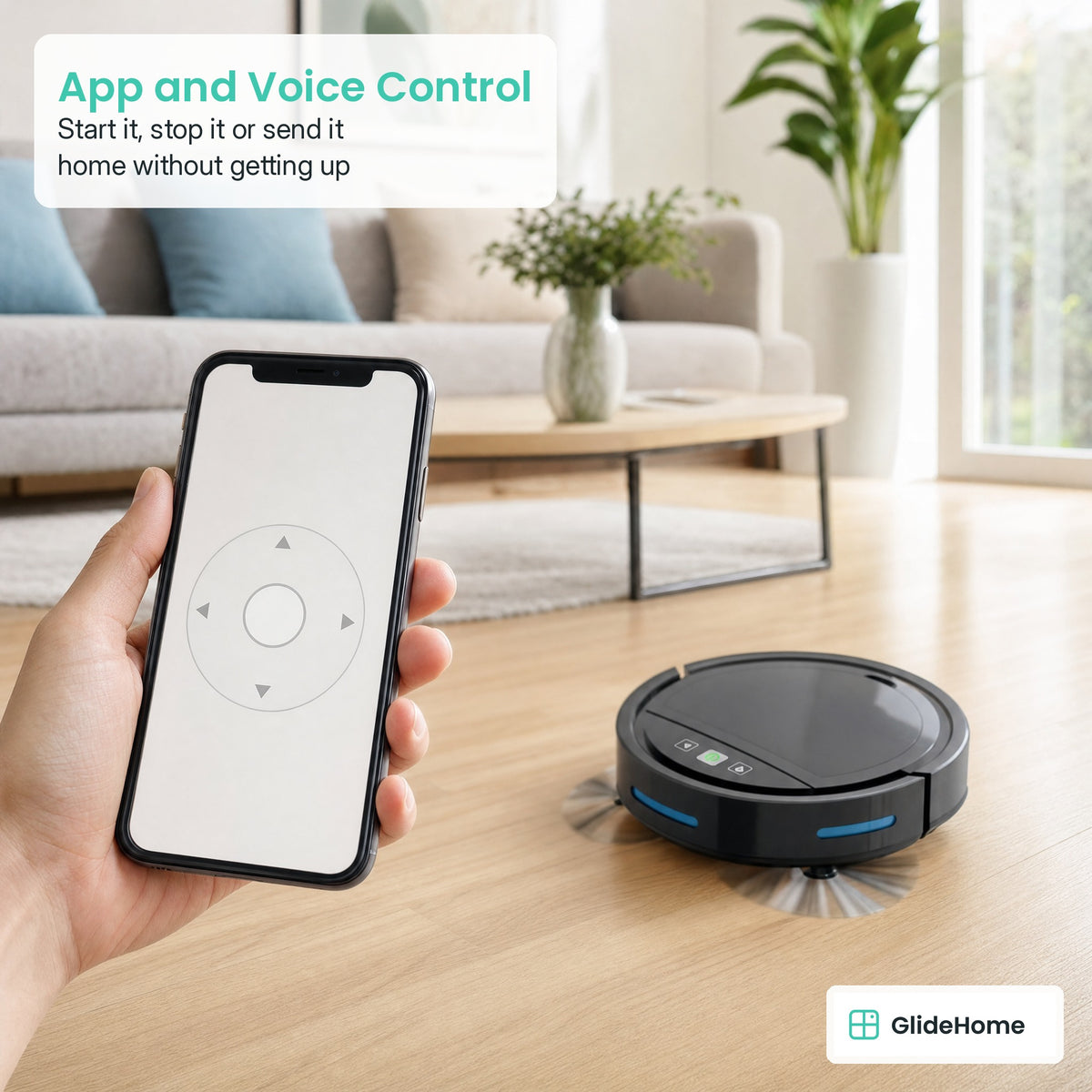 Robot Vacuum and Mop with Self-Charging Dock - App and Voice Control. Start it, stop it or send it home without getting up