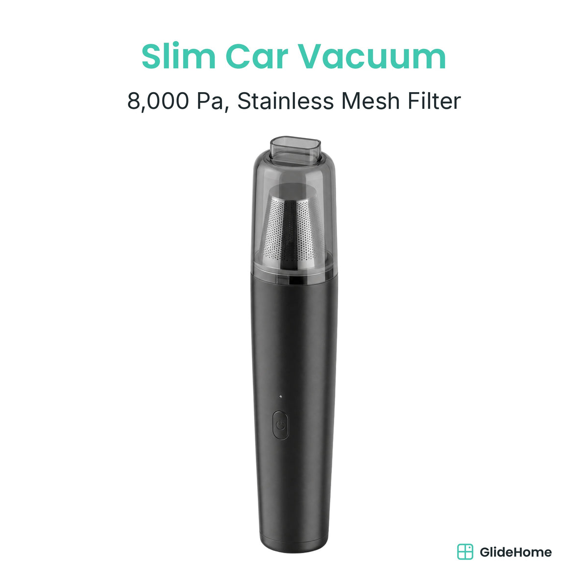 Slim Cordless Car Vacuum in black - 8,000 Pa, Stainless Mesh Filter