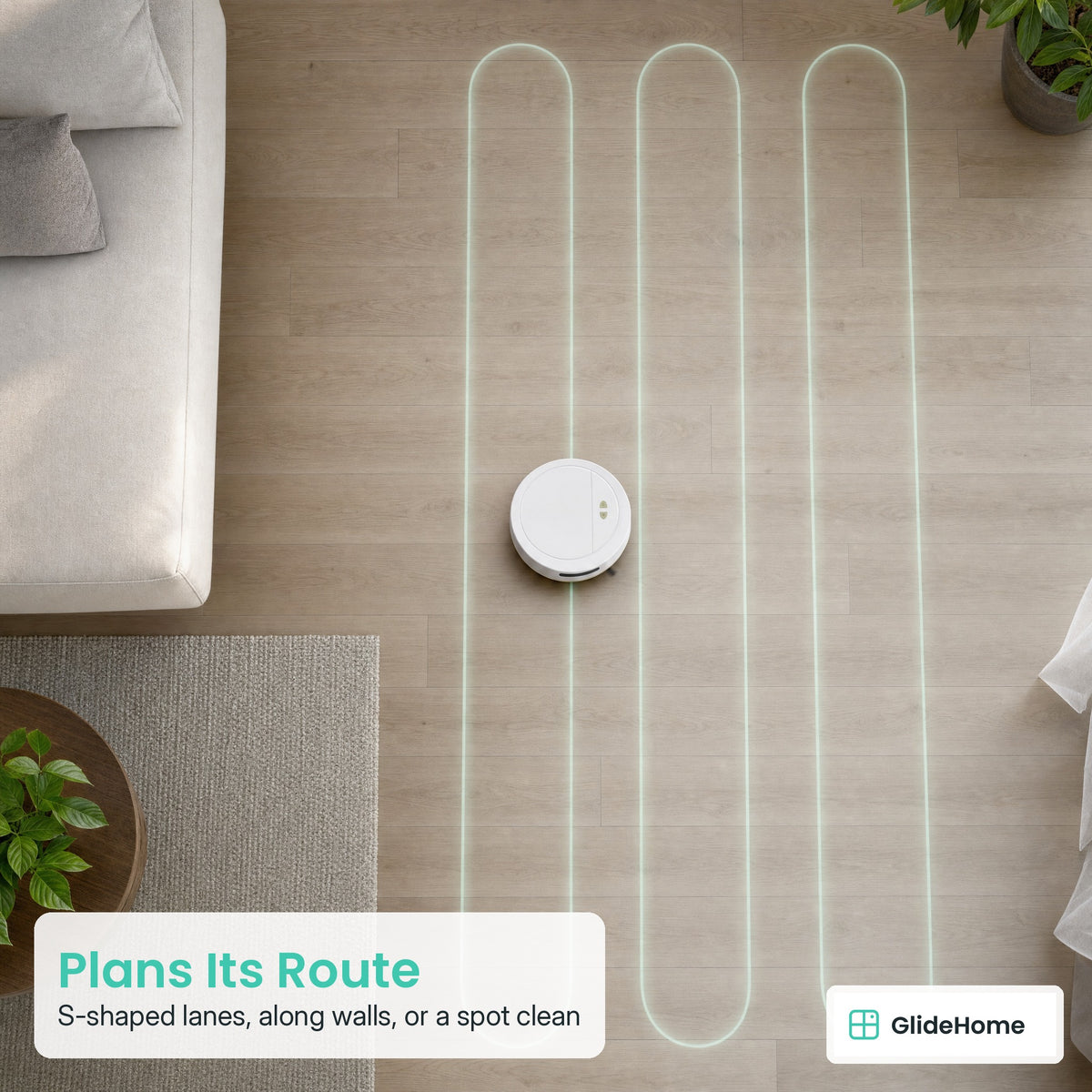 Smart Robot Vacuum and Mop - Plans Its Route. S-shaped lanes, along walls, or a spot clean