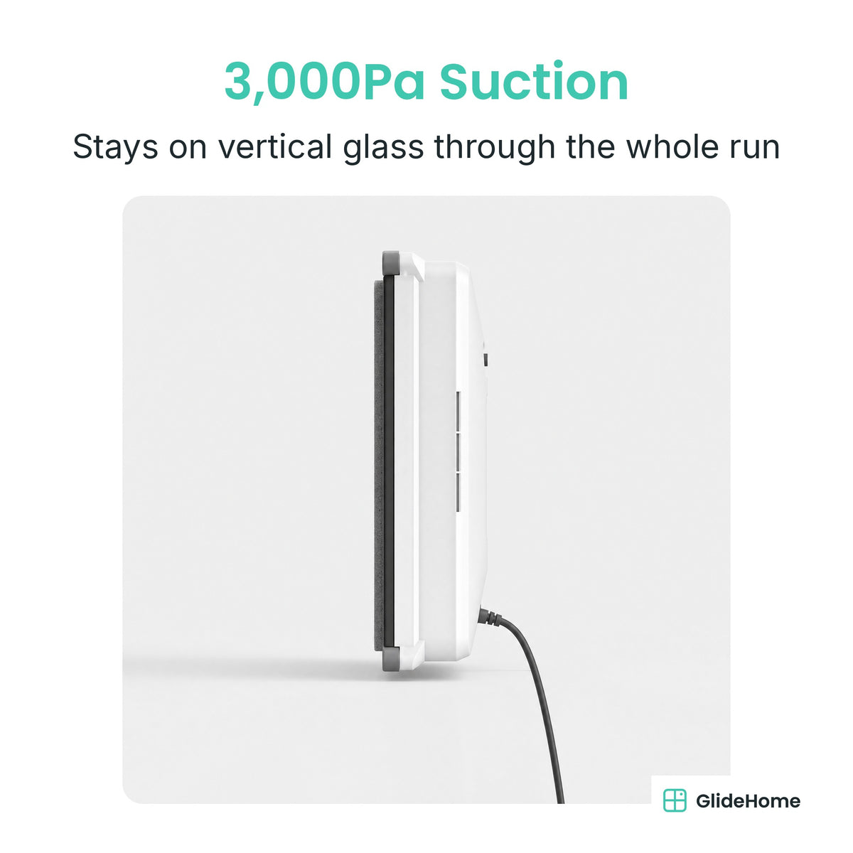 Smart Window Cleaning Robot - 3,000Pa Suction. Stays on vertical glass through the whole run