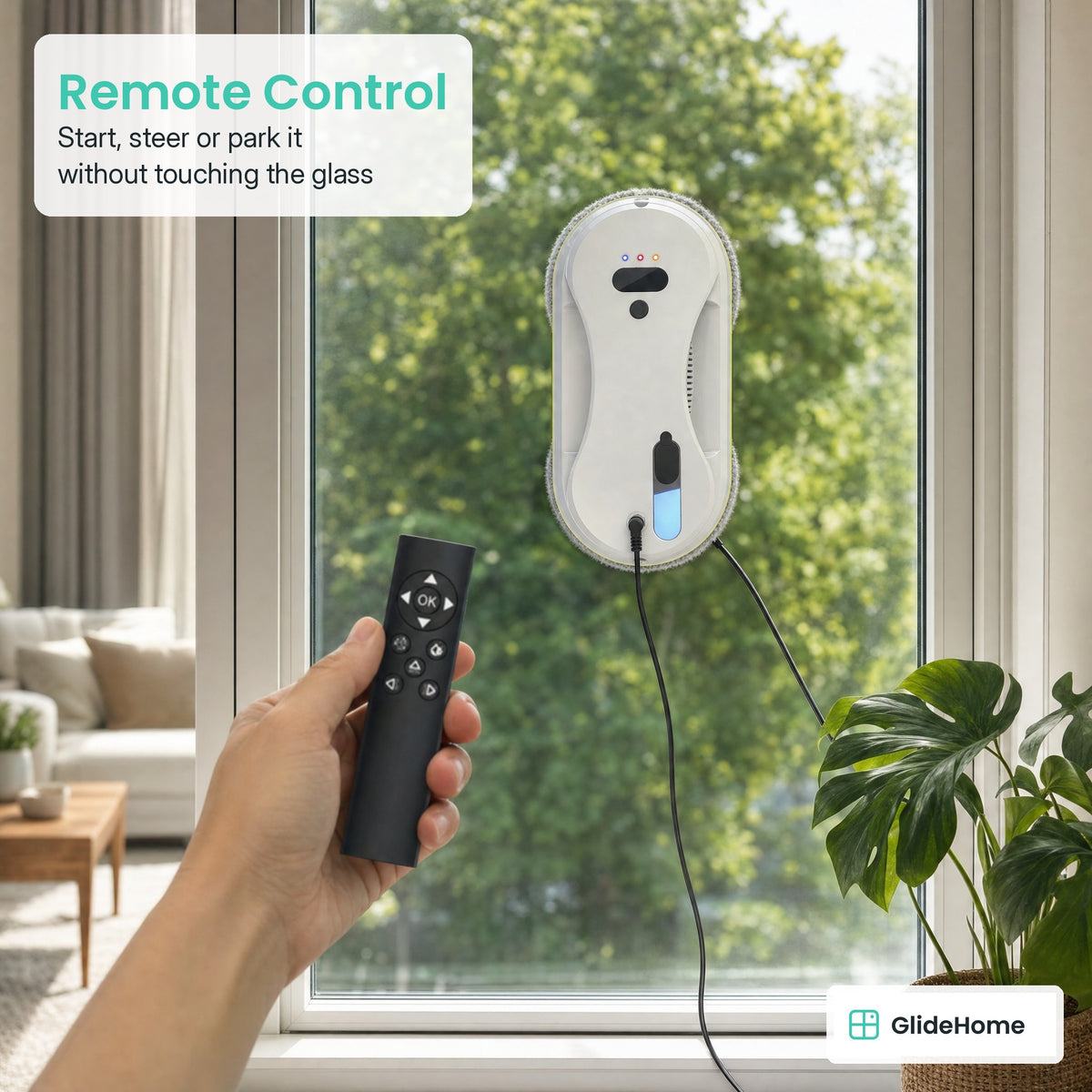 Ultrasonic Spray Window Cleaning Robot - Remote Control. Start, steer or park it without touching the glass
