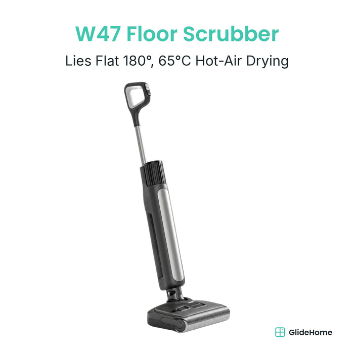 W47 Cordless Wet-Dry Floor Scrubber - Lies Flat 180°, 65°C Hot-Air Drying, Self-Cleaning
