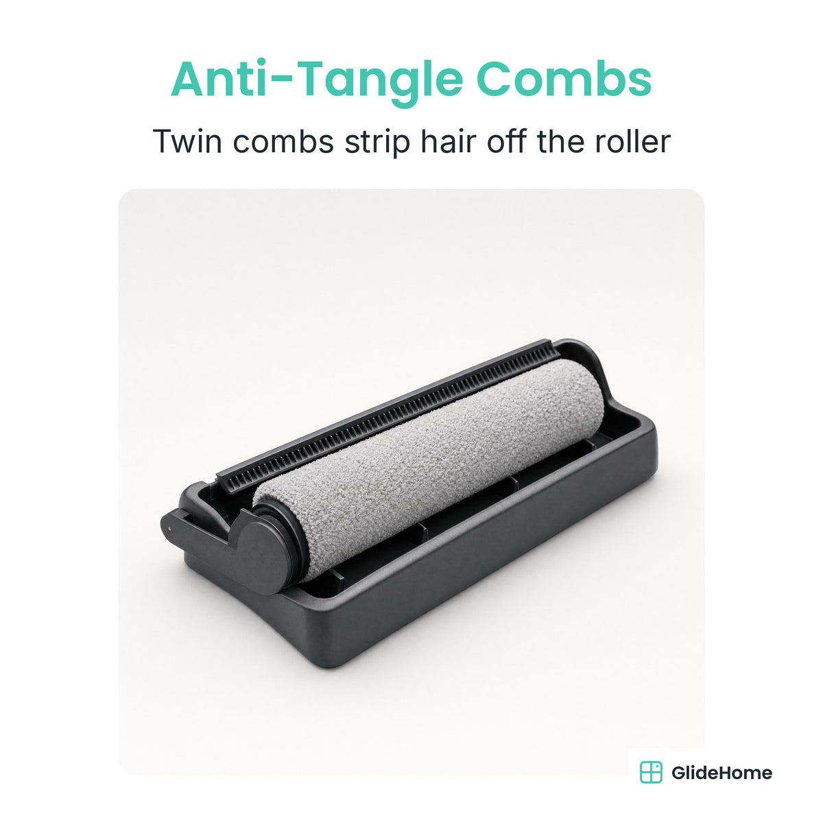 W47 Cordless Wet-Dry Floor Scrubber - Anti-Tangle Combs. Twin combs strip hair off the roller