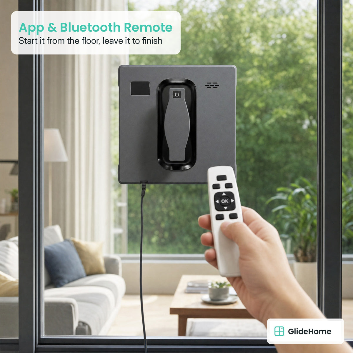 Window Cleaning Robot - App & Bluetooth Remote. Start it from the floor, leave it to finish