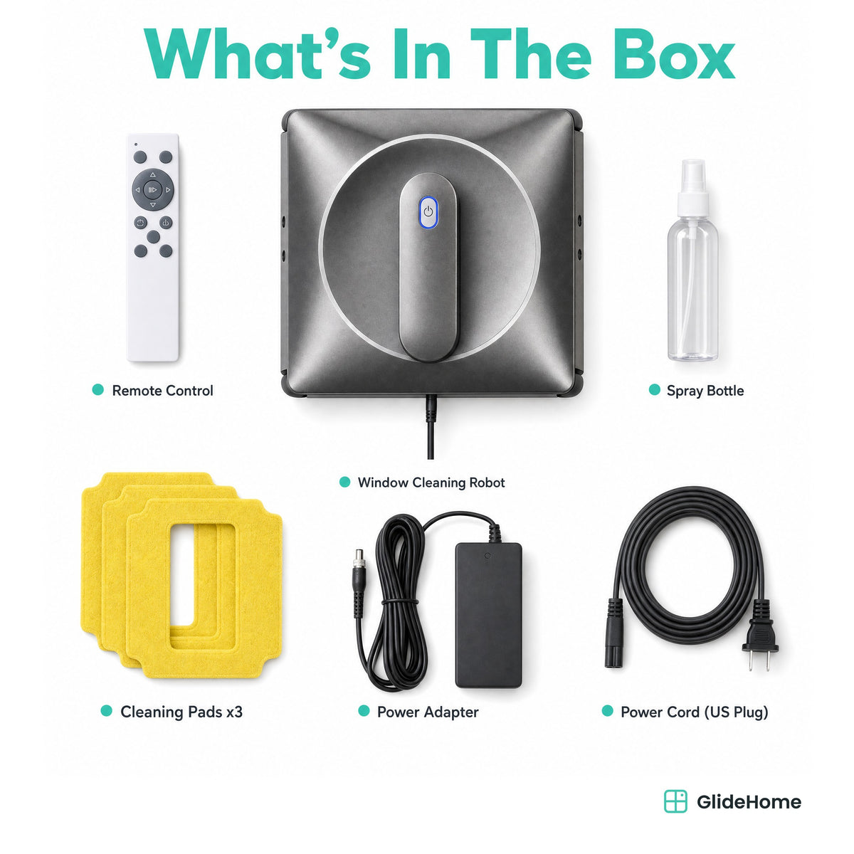 Window Cleaning Robot with Two-Way Water Spray - what's in the box