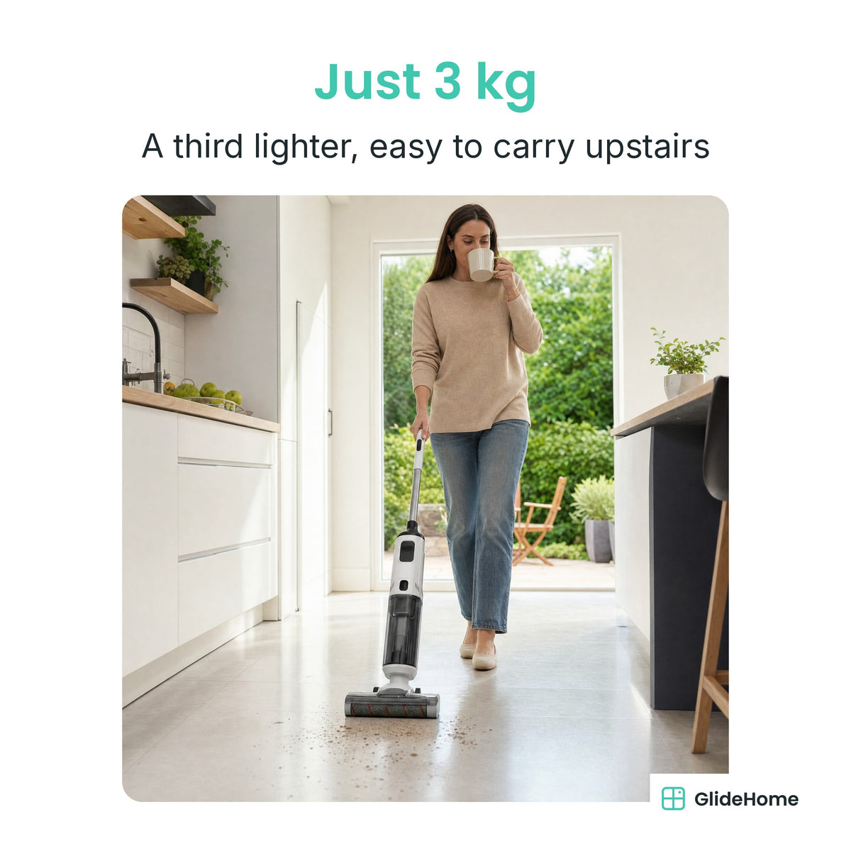 X4 Lightweight Cordless Floor Scrubber - Just 3 kg. A third lighter, easy to carry upstairs